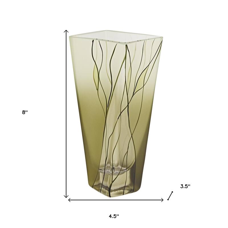HomeRoots 8" Green Cylinder Crystal Glass Table Vase