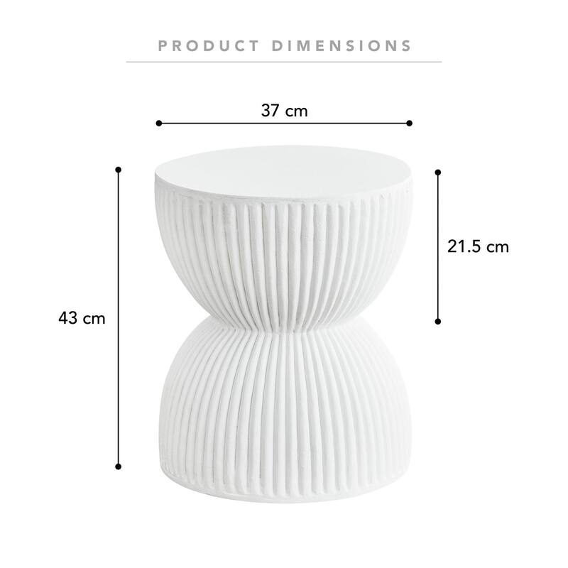 15" Wide Side Table in Painted Fiberstone with Hourglass Design Spire Collection