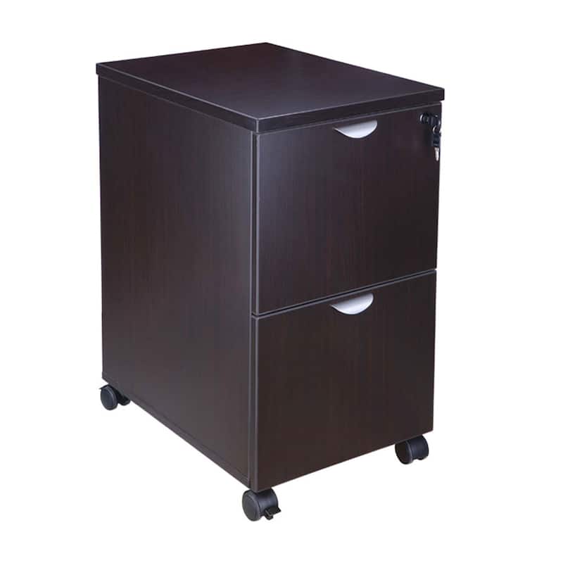 Kery 2 Drawer Mobile Pedestal File Cabinet with Lock, Mocha Brown