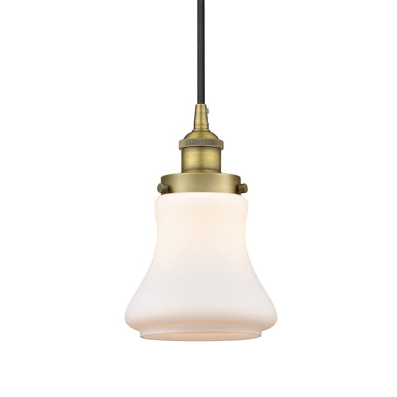 Innovations Lighting 616-1PH-10-6 Bellmont Pendant Bellmont 6" Wide - Brushed Brass / Matte White