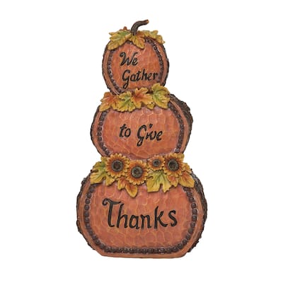 Transpac Resin 12.5 in. Multicolored Harvest Stacked Pumpkin Decor