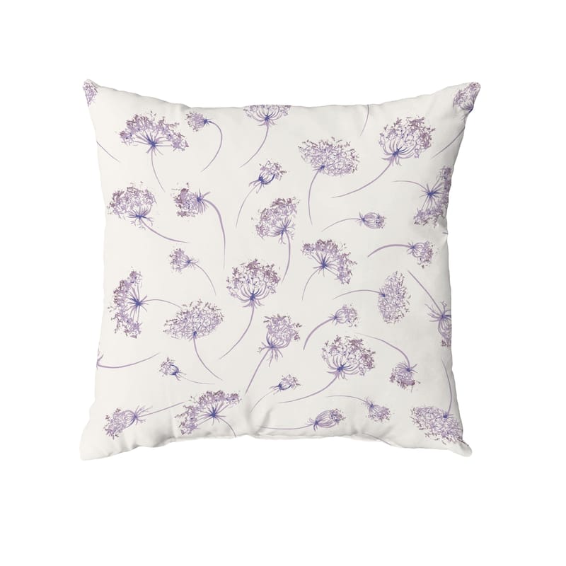 Wishing Flowers Throw Pillow - 20" x 20" - Purple