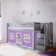 preview thumbnail 56 of 61, Max and Lily Twin over Twin Low Bunk Bed with Staircase and Curtains Grey with Purple/White Curtain