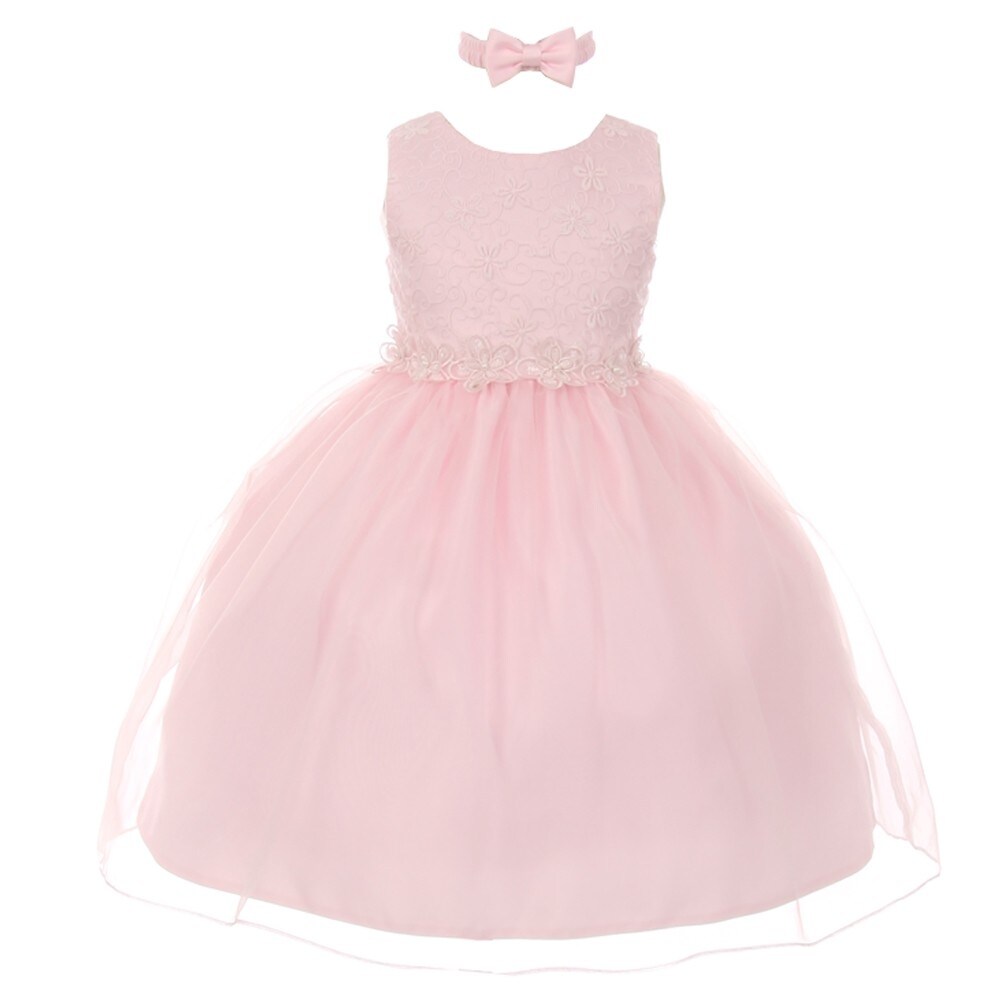 Shop Rain Kids Little Girls Pink Floral Trim Organza Overlay