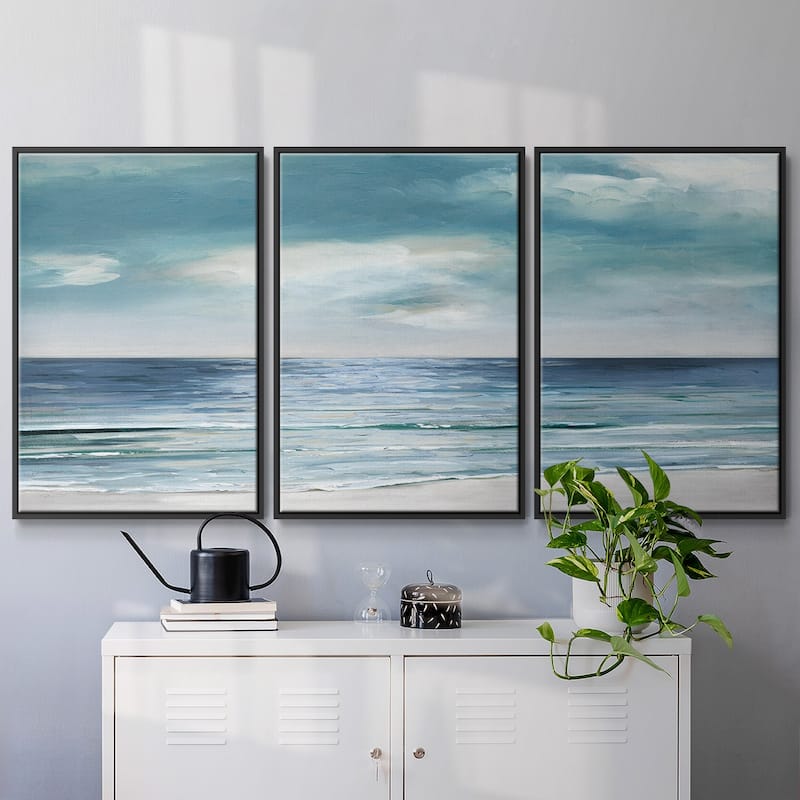 Blue Silver Shore - Multi Piece Framed Canvas