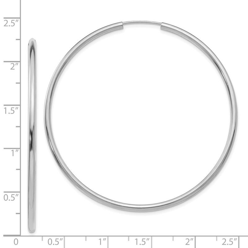 Curata 14k White Gold 51x2mm Polished Endless Hoop Earrings