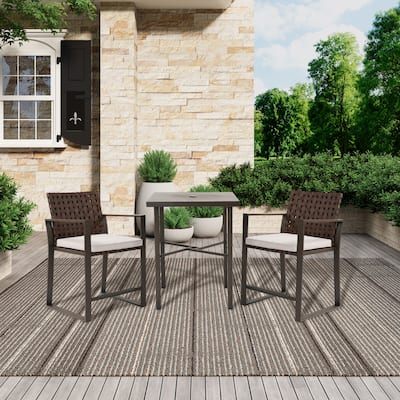 3 Piece Outdoor Bar Stools Bistro Set