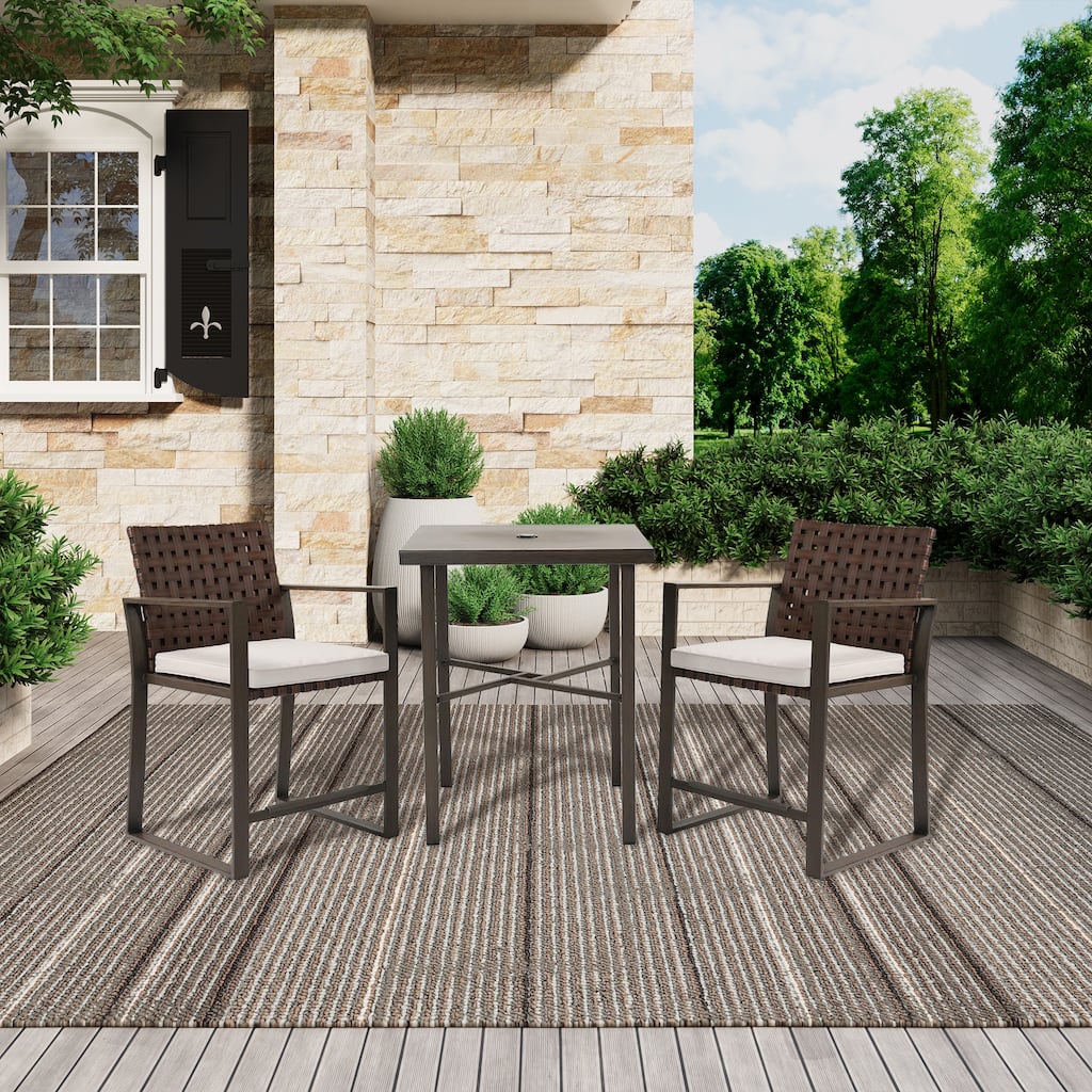 3 Piece Outdoor Bar Stools Bistro Set