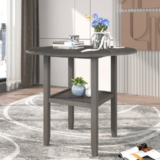 Farmhouse 3 Piece Round Counter Height Kitchen Dining Table Set with ...