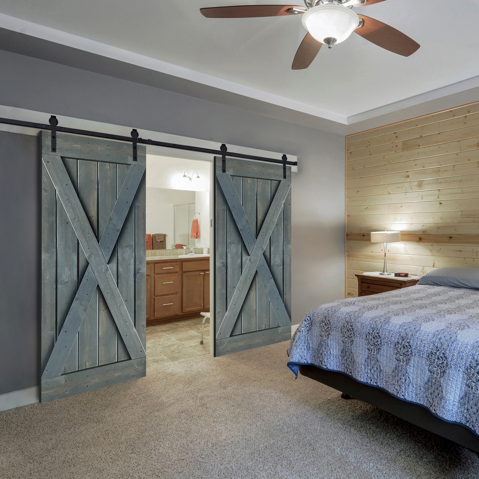 как выглядит Paneled Wood Painted Double Barn Door D2X Series Set of 2 фото