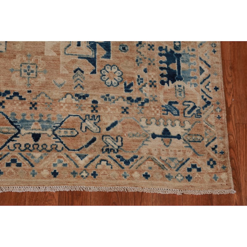 Vegetable Dye Oushak Turkish Rug Handmade Brown Wool Carpet - 4'8" x 6'8"