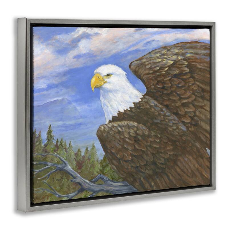 Stupell Eagle Overlook from Tree Top Framed Floater Canvas Wall Art Design By Paul Brent