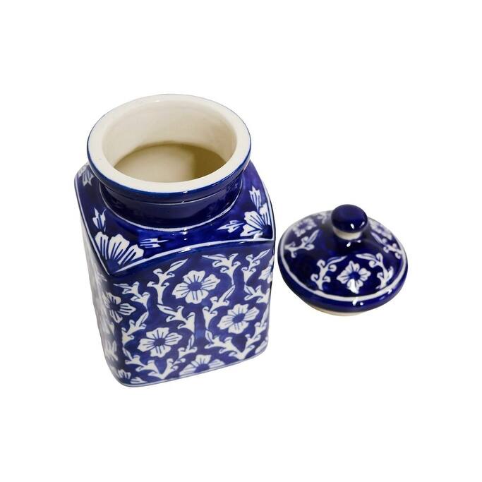 Home&Manor Ceramic Blue/White Jar