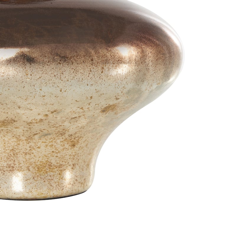 Glass Speckled Ombre Living Room Decorative Jars with Textured Top Knob and Gold and Beige Accents - Copper - Roche River Decor