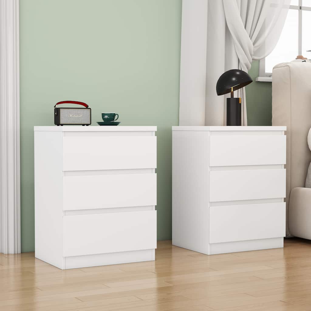19.7"Nightstand with 3 Drawers,Set of 2,Beside Table with Drawers Handle Free Design,Thickened Top Plate,3 Drawer