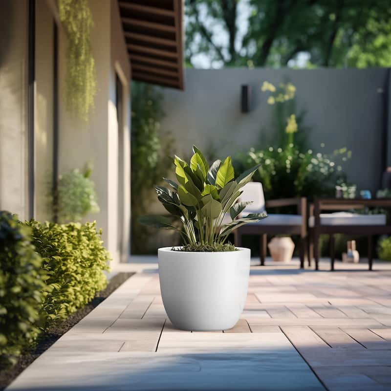 Tall Concrete Round Plant Pots / Large Indoor and Outdoor flower Planters