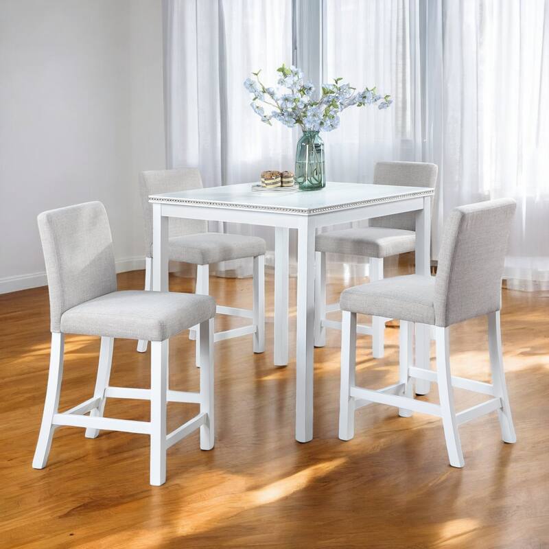 KISRAIS 5 Piece Counter Height Dining Set - White