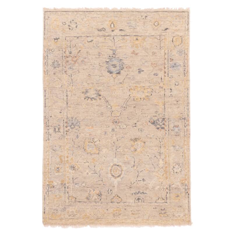 ECARPETGALLERY Hand-knotted Modern Oushak Light Grey Wool Rug - 4'0 x 5'10