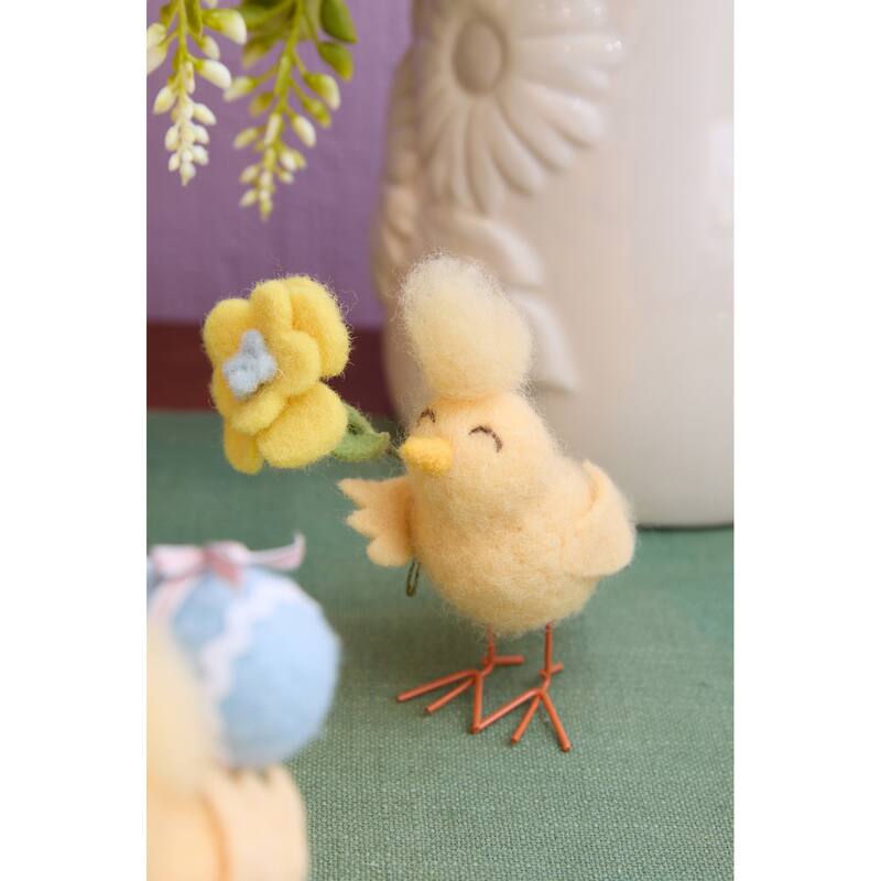 4.33" Easter Spring Chick & Buttercup Decorative Tabletop Figurine