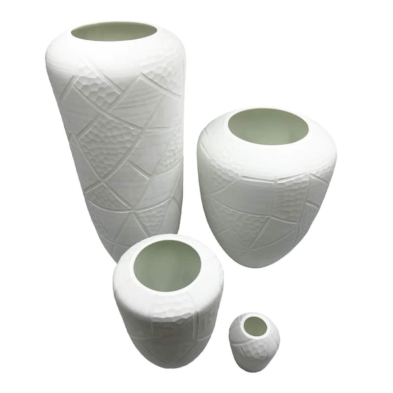 Set of 4 Decorative Handmade Glass Modern Vase in White