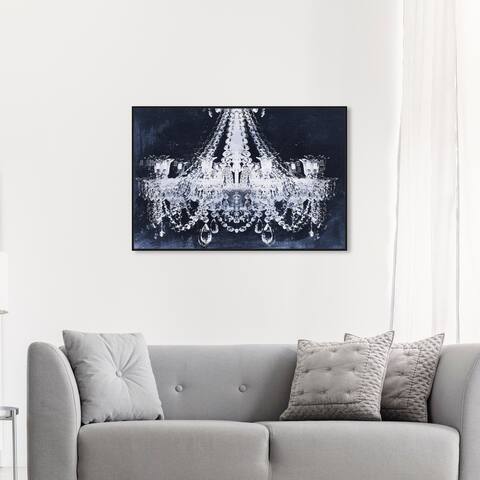 Oliver Gal 'Dramatic Entrance Indigo' Fashion and Glam Wall Art Framed Canvas Print Chandeliers - Blue, White
