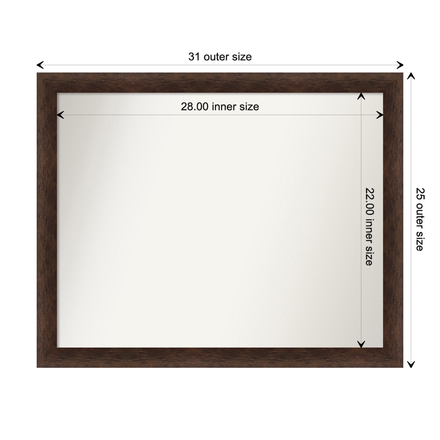 Warm Walnut Narrow Non-Beveled Wood Framed Bathroom Vanity Wall Mirror - Warm Walnut Narrow