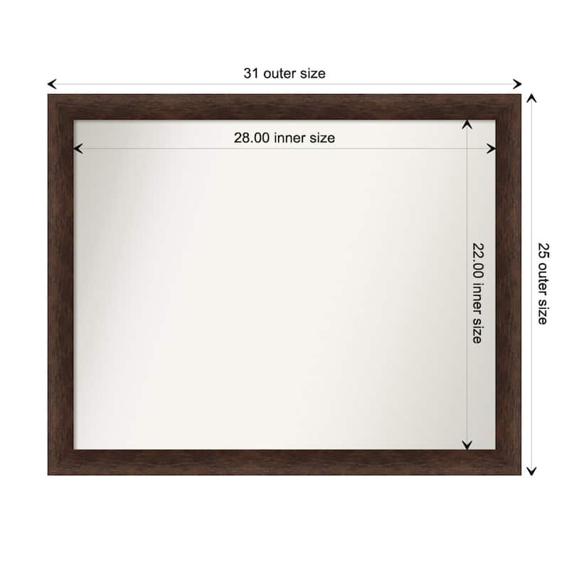 Warm Walnut Narrow Non-Beveled Wood Framed Bathroom Vanity Wall Mirror - Warm Walnut Narrow - Glass Size 28x22