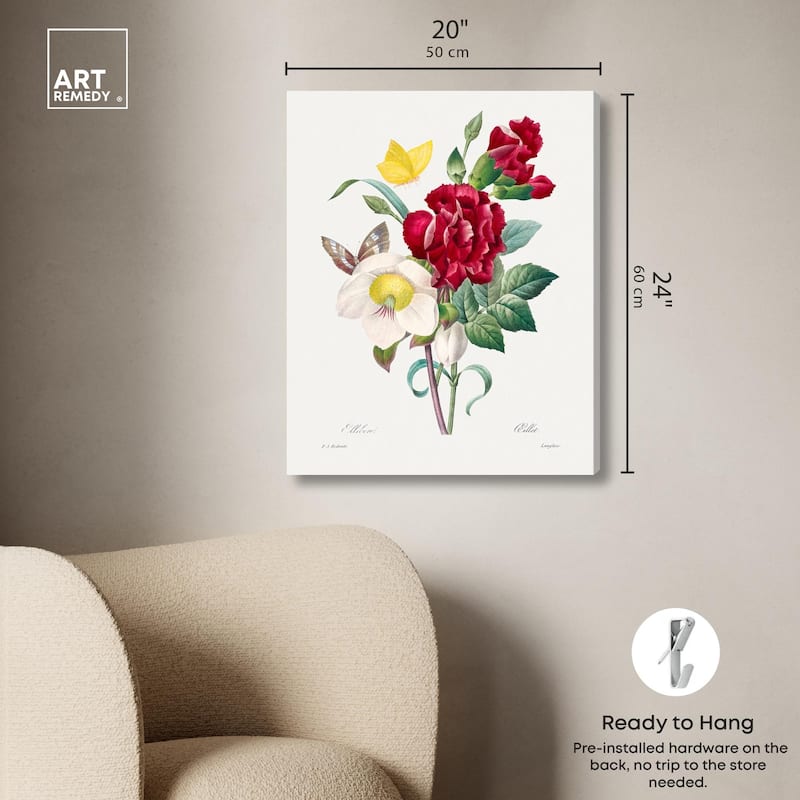 Winter Rose and Carnation Canvas by Art Remedy, Gallery Wrapped