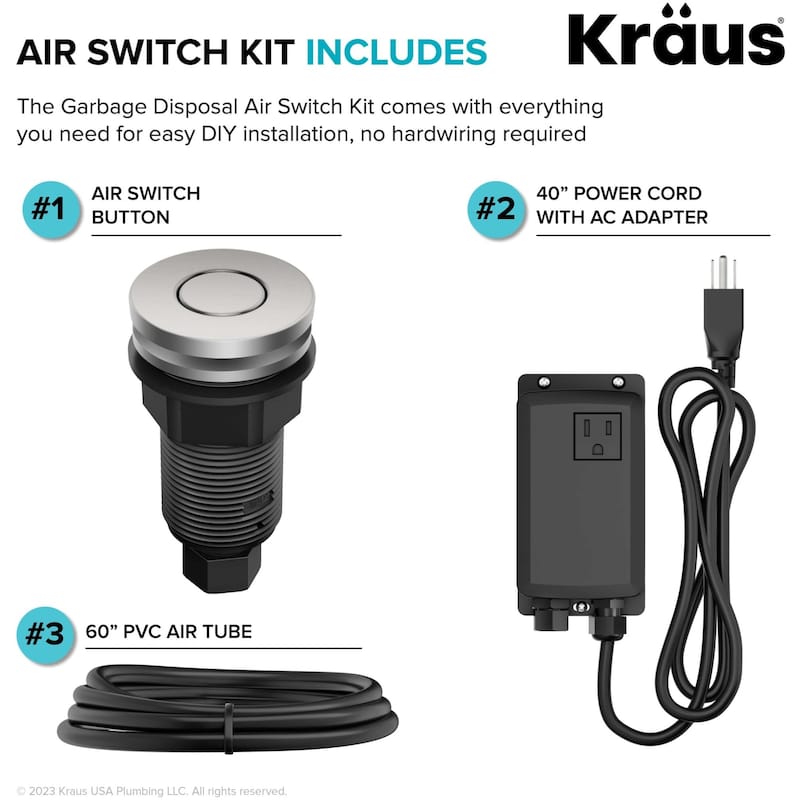 Kraus KWDA-200 Garbage Disposal Air Switch Kit with Flat-Top Push