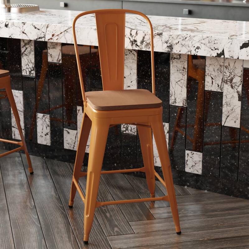 All-Weather Commercial Counter Stool with Removable Back & Poly Resin Seat