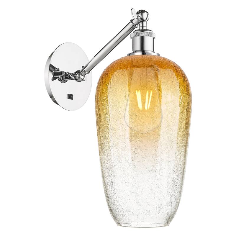 Innovations Lighting Endless Possibilities Ballston - Brookhaven Flute - 1 Light 7" Adjustable Sconce - Polished Chrome/Amber
