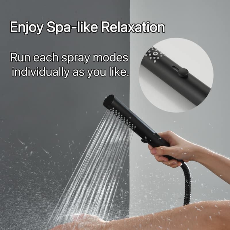 Modland 4-Way Exposed Retrofit Shower System with Rainfall & Handheld, Easy Install in Black/Nickel/Chrome