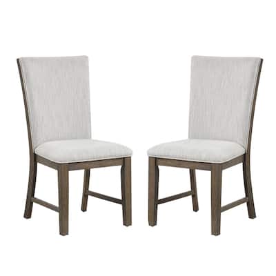 Set of 2 Upholstered Dining Chairs with Wooden Legs in Oak