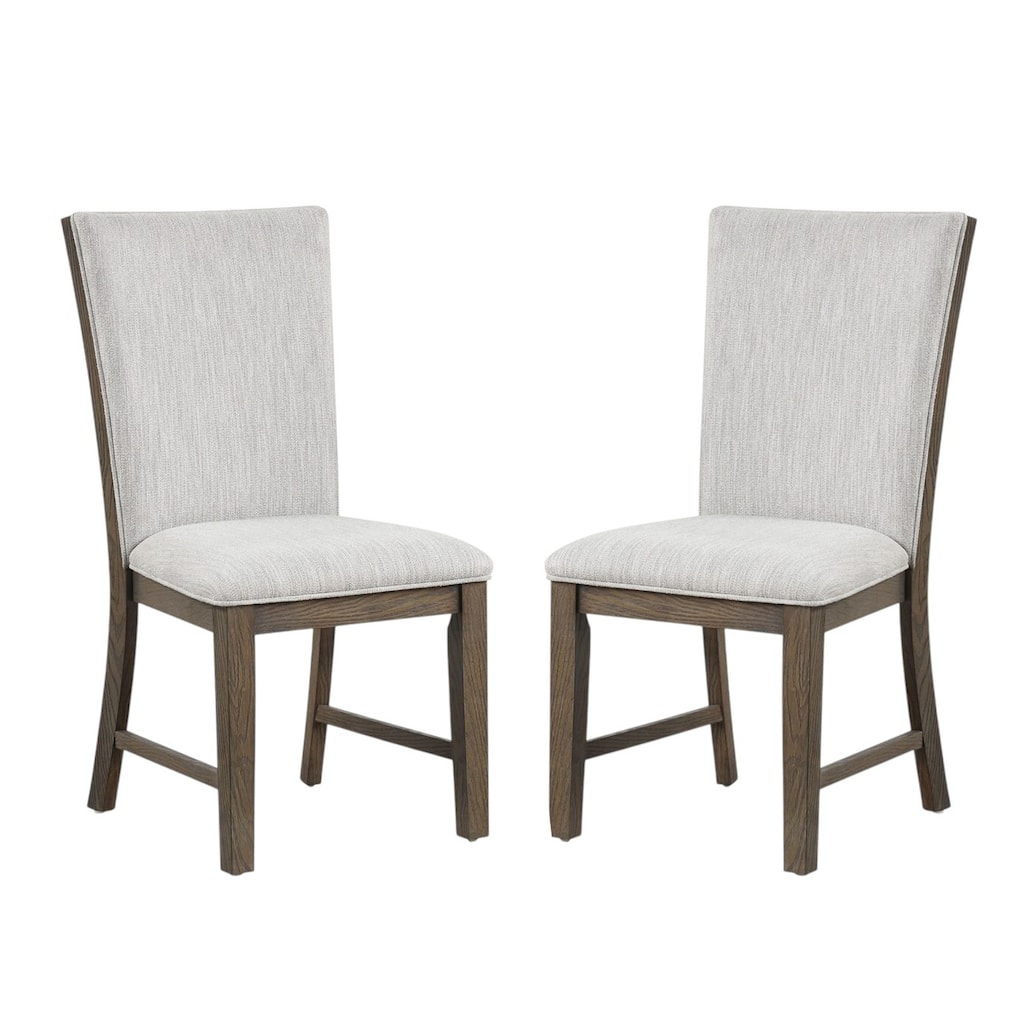 Set of 2 Upholstered Dining Chairs with Wooden Legs in Oak