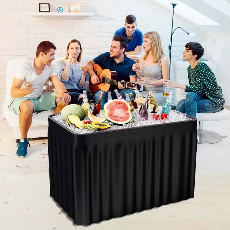 Costway 4 Foot Party Ice Cooler Folding Table Plastic with Matching - See Details