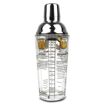 Curata 16 Ounce Whiskey Recipes Printed Glass Cocktail Shaker