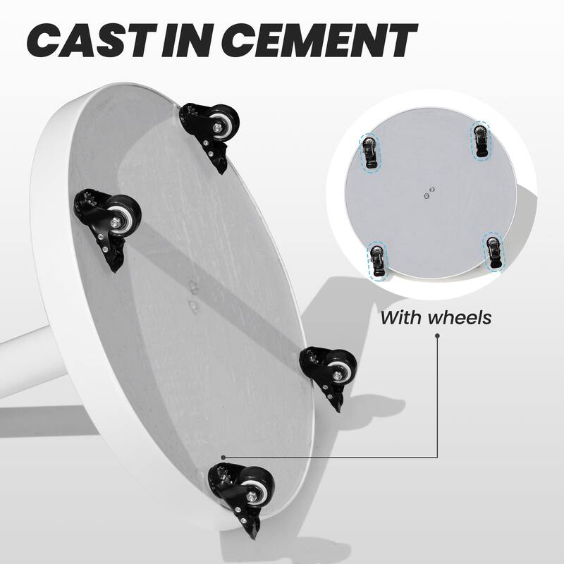 55 lbs Patio Market Umbrella Base Stand Cement/Concrete Weights Base Holder with Wheels - Dia. 18.9" x 18.1" high