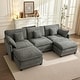 preview thumbnail 1 of 66, MCombo 111.8'' Modular Sectional Sofa Couch with Reversible Ottoman for Living Room, L Shaped Sofa, FSC Certified Double Ottomans - Dark Grey