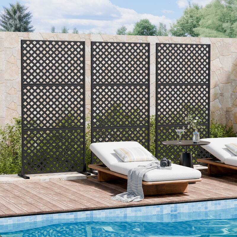 Outdoor Rectangle Privacy Screens Metal Screen Fence Panel Set of 2