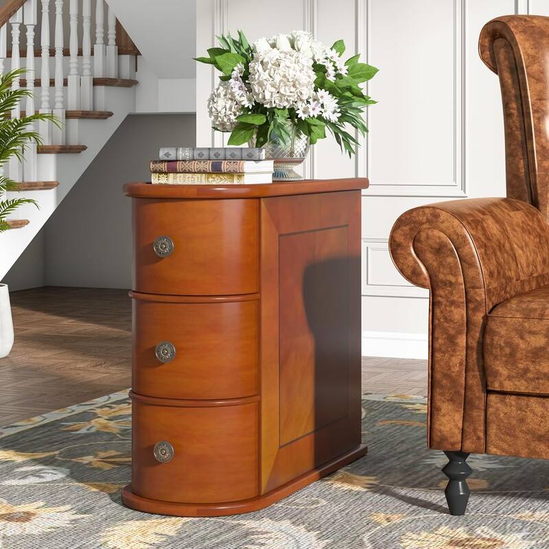 Wood End Table, Narrow Side Table Solid Side Table