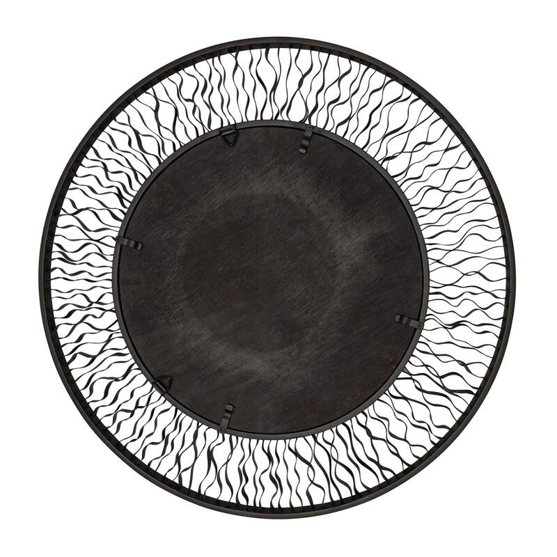 Varaluz Estela 30-in Round Wall Mirror - Matte Black/French Gold