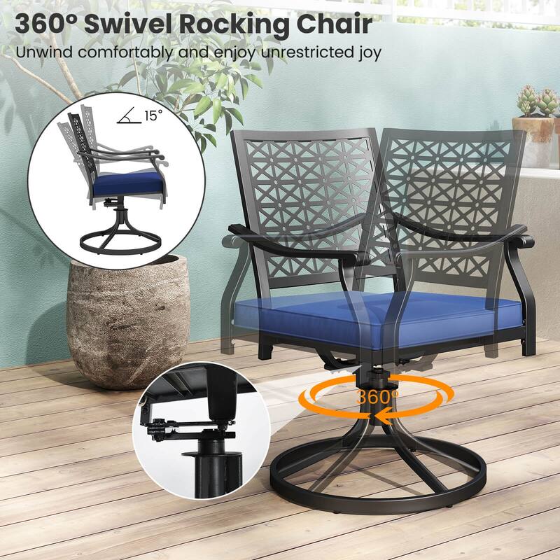 Costway 2 PCS Outdoor Swivel Chairs Patio Dining Chairs with Padded - See Details