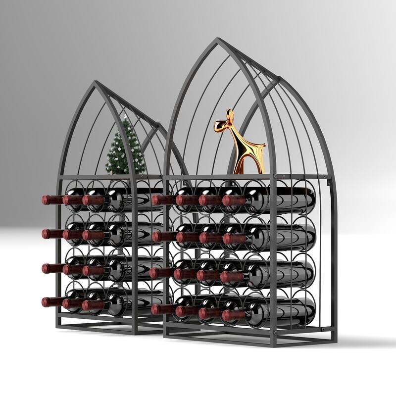 Sailboat Shaped Wine Cabinet Rack, 2 Piece Display Rack, Freestanding Wine Cabinet with Bottle Storage