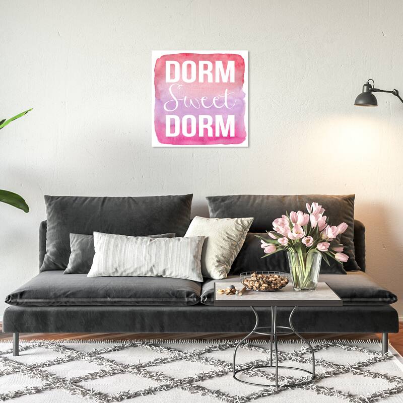 Wynwood Studio Prints Typography and Quotes Dorm Sweet Dorm Pink and Pastel Pink Modern & Contemporary Wall Art Canvas Print - 20 x 20