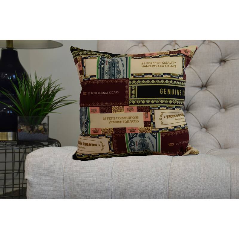 20 x 20 Inch Cigar Box Collage 2 Geometric Print Pillow