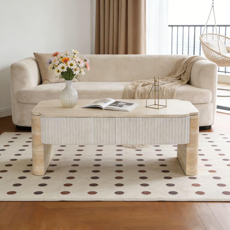 Lift Top Coffee Table, Modern Extendable Wooden Desk with Hidden Storage