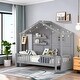 preview thumbnail 1 of 10, Twin Size Bed with Shelves and Lights, Daybed Wood Platform Bed Frame Western/Princess - Grey