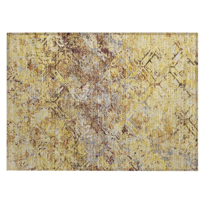 Machine Washable Indoor/ Outdoor Chantille Diamonds Distressed Rug