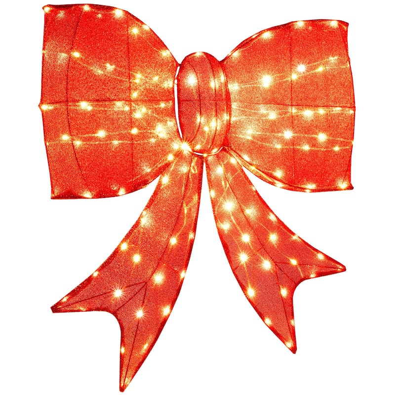 Costway 37” Lighted Christmas Bow Decoration with 150 Warm White LED - Red - See Details