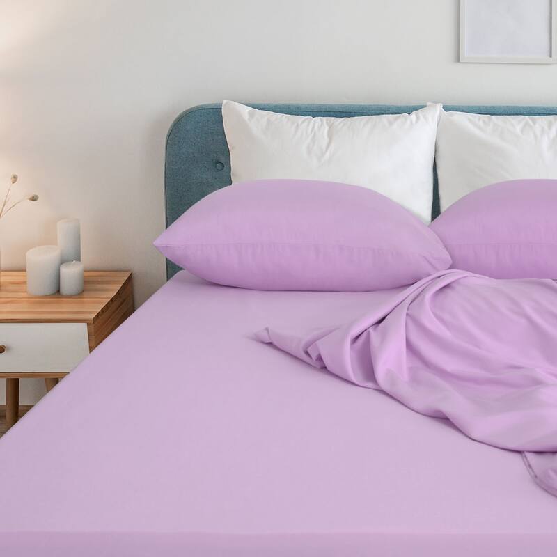 Solid 4 Piece Bed Sheet Set 110gsm Polyester Microfiber